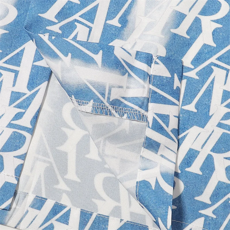 AMIRI 2023 new silk short-sleeved shirt