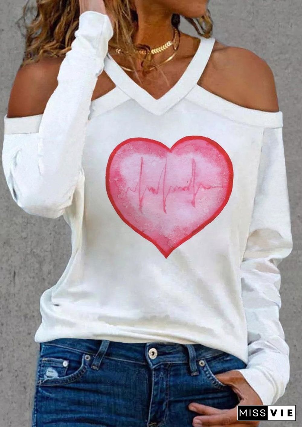 Red Chenked And Heart Printed Shirt