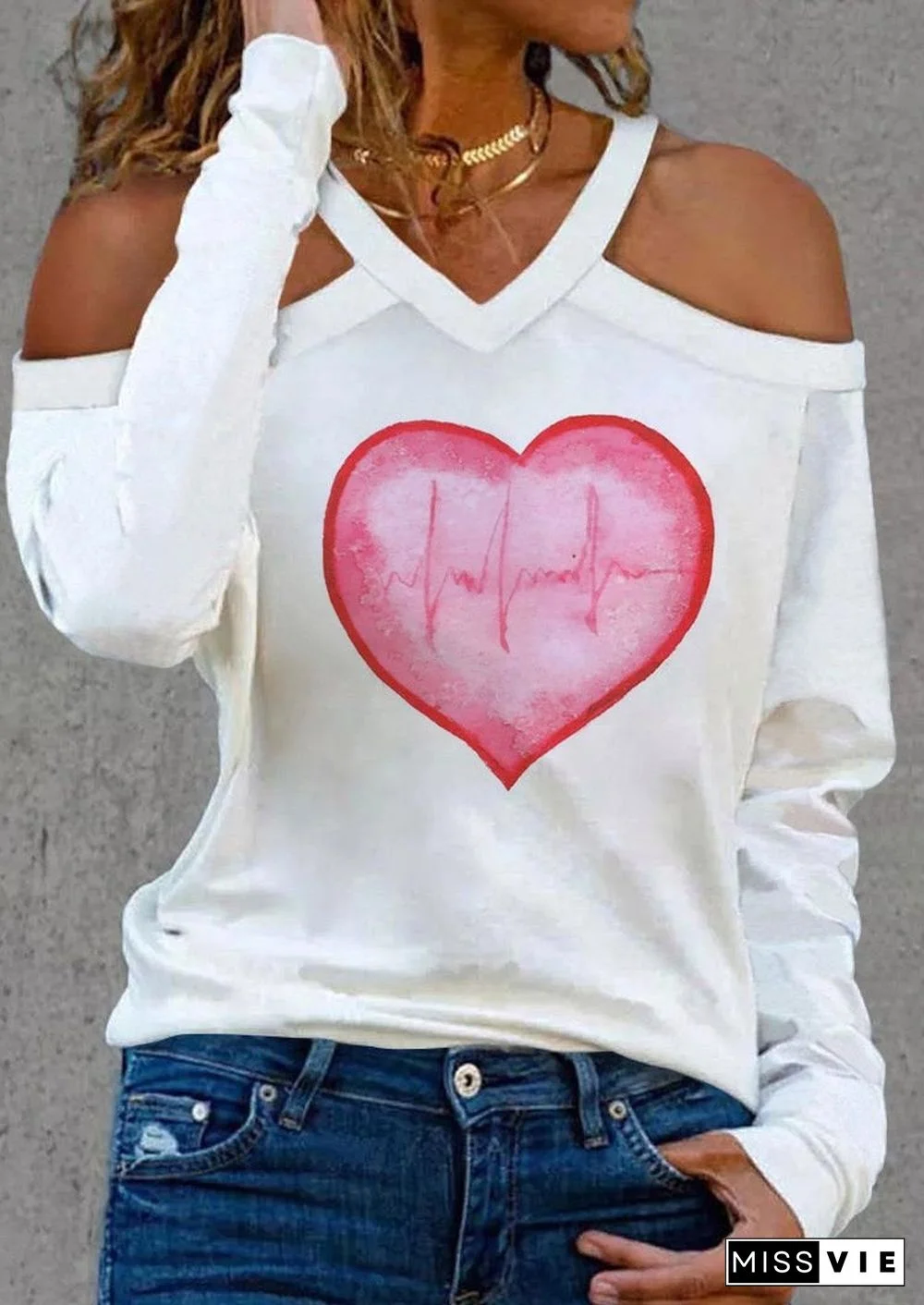 Red Chenked And Heart Printed Shirt