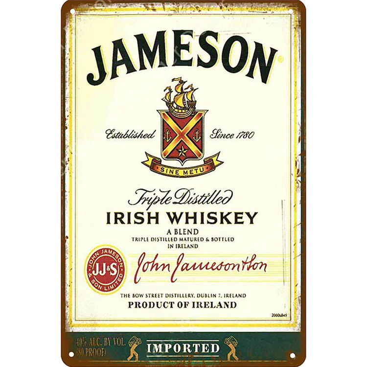 Jameson Irish Whiskey - Vintage Tin Signs/Wooden Signs - 7.9x11.8in & 11.8x15.7in