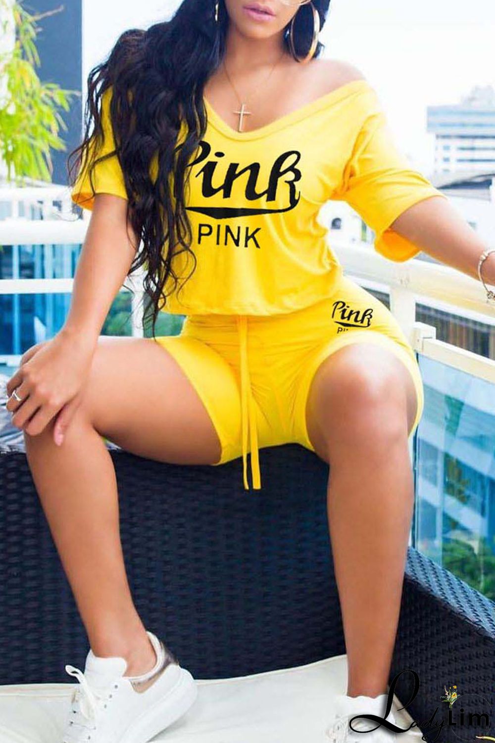 Blue Casual Print Patchwork V Neck Half Sleeve Two Pieces