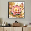 Gelb-rosa Lotus 5D DIY-Diamantkunst-Malkits f&uuml;r Wohnwanddekoration 40x40cm