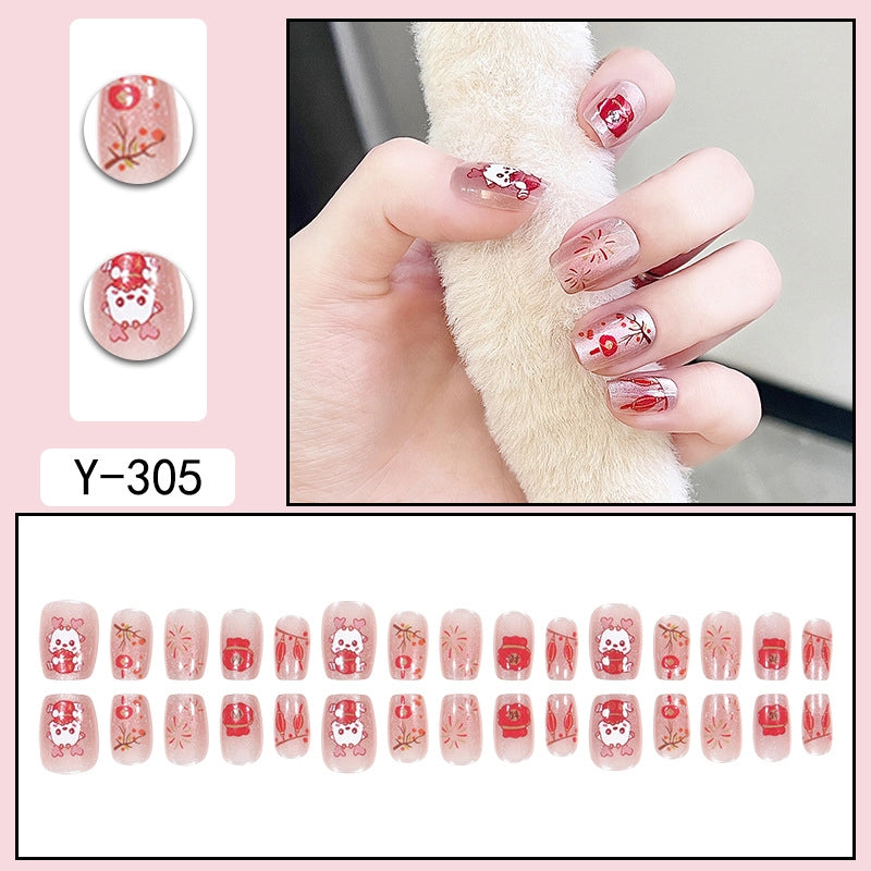 Sweet Color Block Heart Shape ABS Press-on Nails 1 Set
