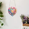 Diamond Painting Acrylic Single-Sided Heart and Flowers Hanging Pendant