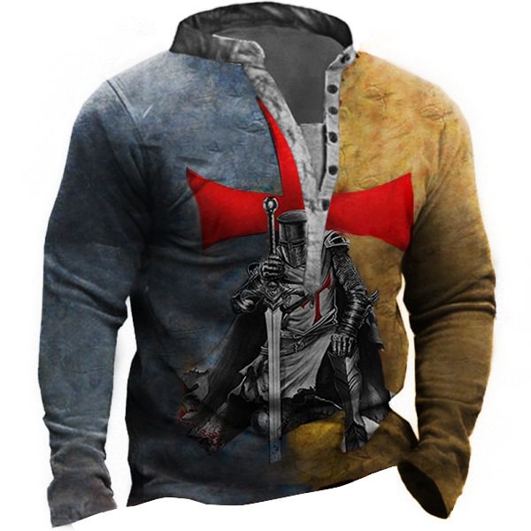 Men's Knight Templar Vintage Henley Tactical Shirt