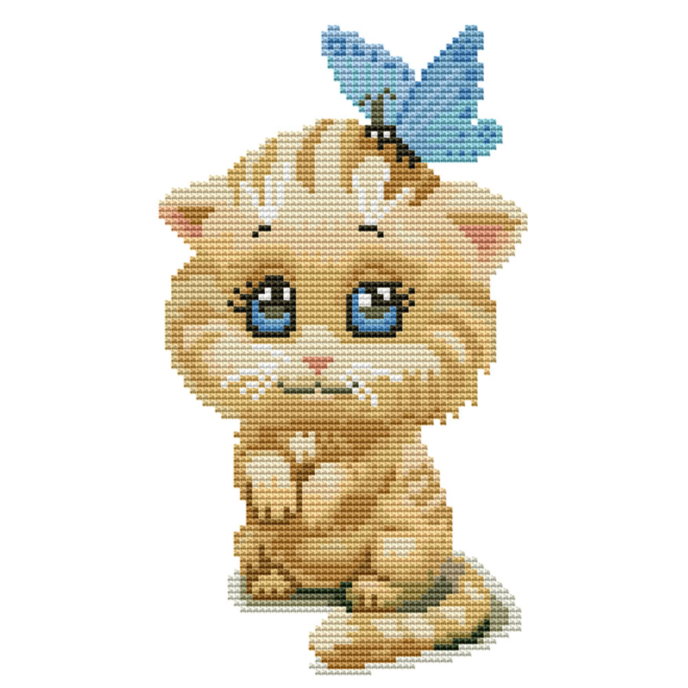 

Butterfly Cat - 14CT Counted Cross Stitch - 22*26CM, 501 Original