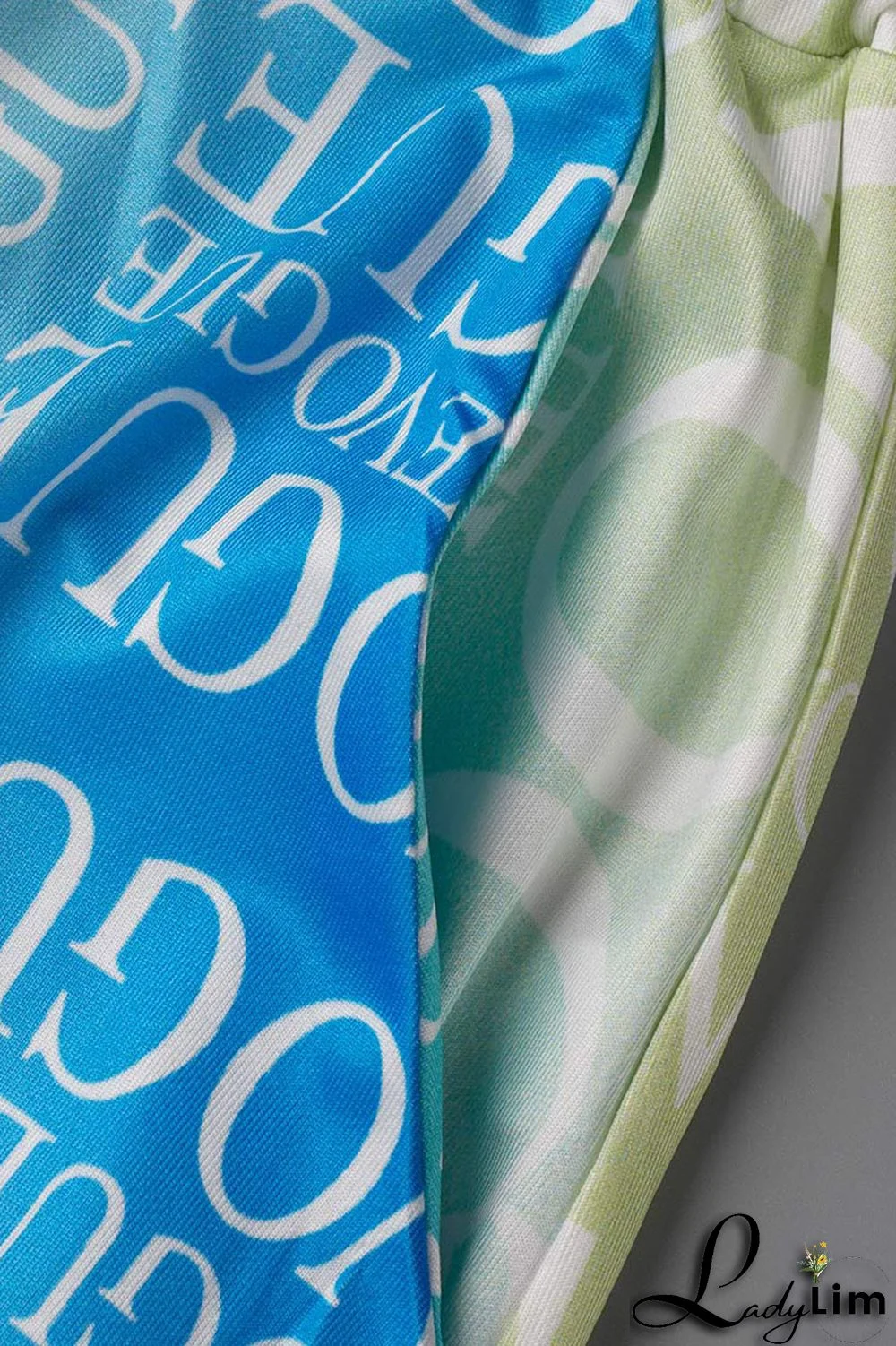 Cyanine Casual Print Patchwork O Neck Plus Size Two Pieces