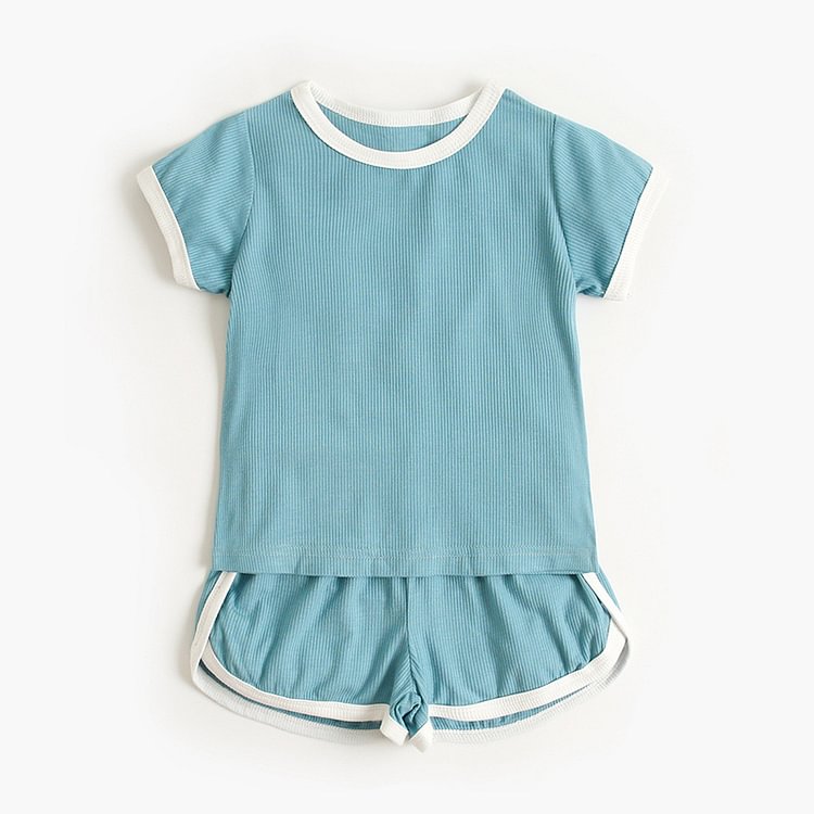 Baby Candy Color Ribbed T-shirt & Shorts Set