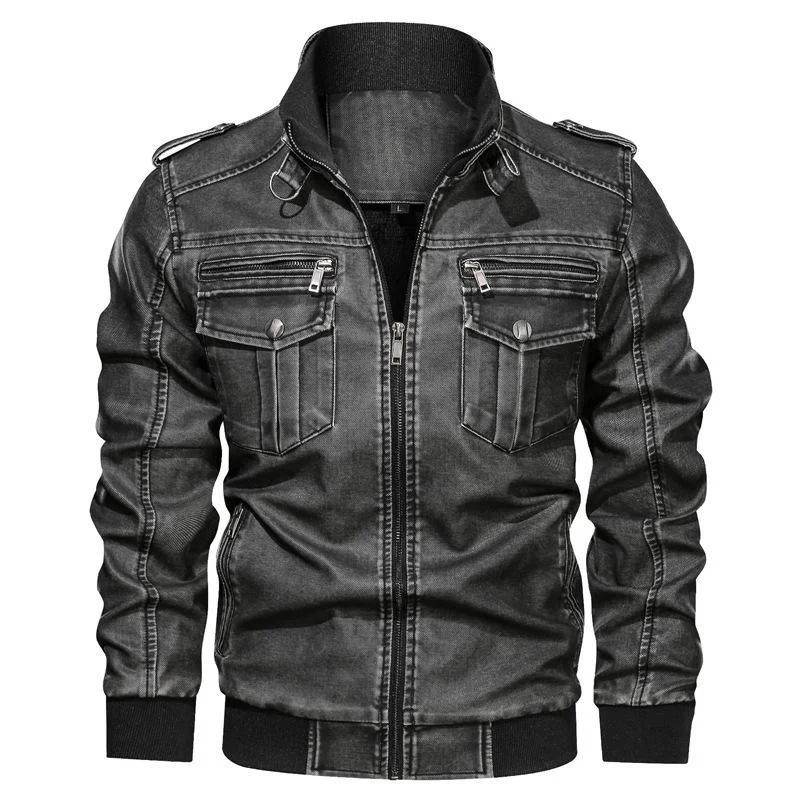 Men's Dual-Pocket Leather Jacket