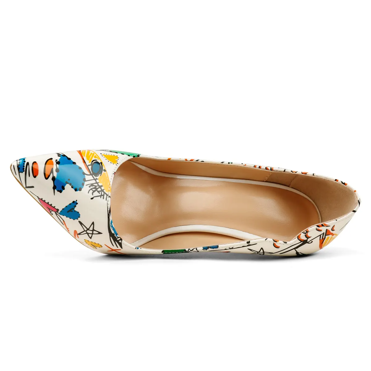 12cm/4.72 inch High Heels Pointy Toe With Graffiti Multicolor Heels