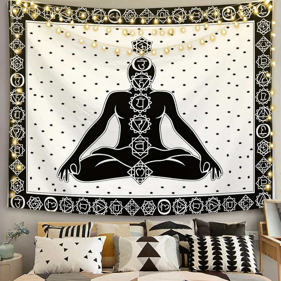 White Black Sun and Moon Tapestry Wall Hanging Witchcraft Psychedelic Tapestries Boho Hippie Wall Rugs Dorm Decor Beach Blanket
