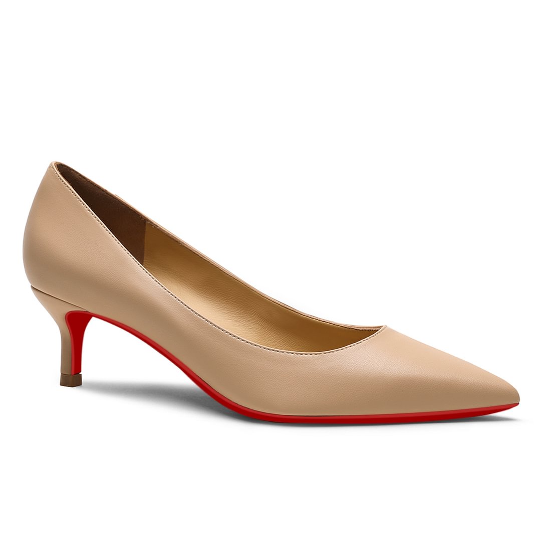 50mm Women's Low Heel Kittens Pointed Toe Casual Slip On Matte Red Bottoms Pumps-vocosishoes