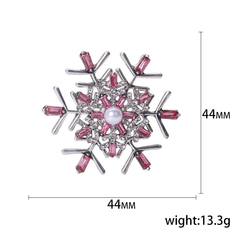 Cute Classic Style Pin Santa Claus Snowflake Elk Alloy Enamel Inlay Rhinestones Unisex Brooches