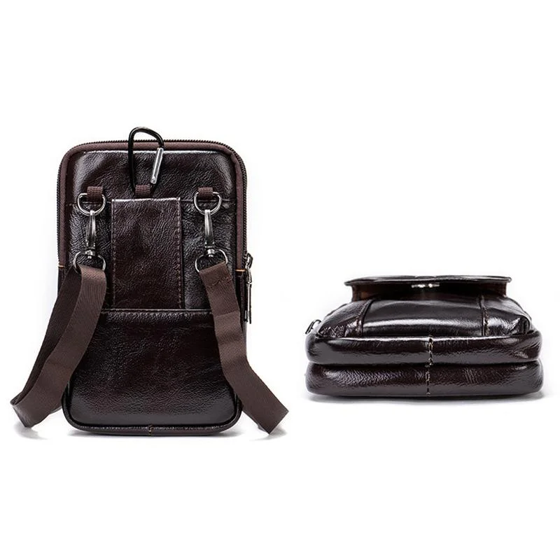 Men's Retro Crossbody Bag Leather Casual Mini Belt Bag