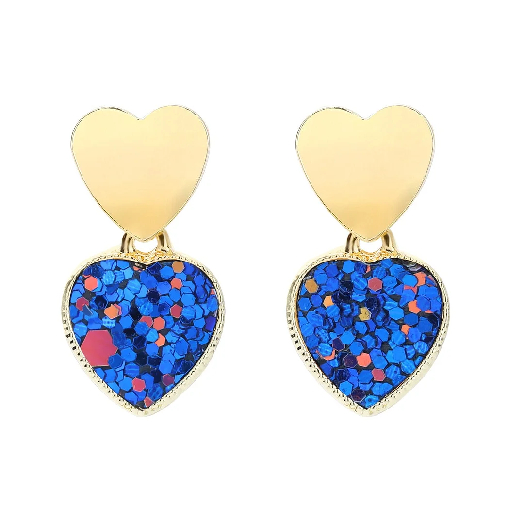 Dvacaman 2022 Valentine's Day Heart-Shaped Rhinestone Earrings For Women Shiny Statement Wedding Party Gift Crystal Drop Jewelry