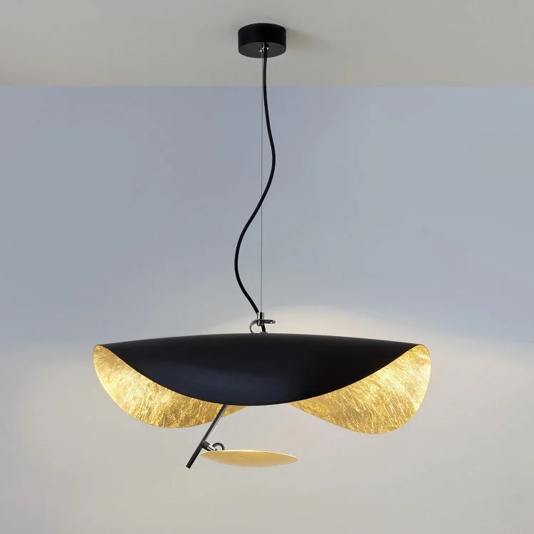 Modern Metal Black Gold Lotus Leaf Chandelier Pendant Light Fixture