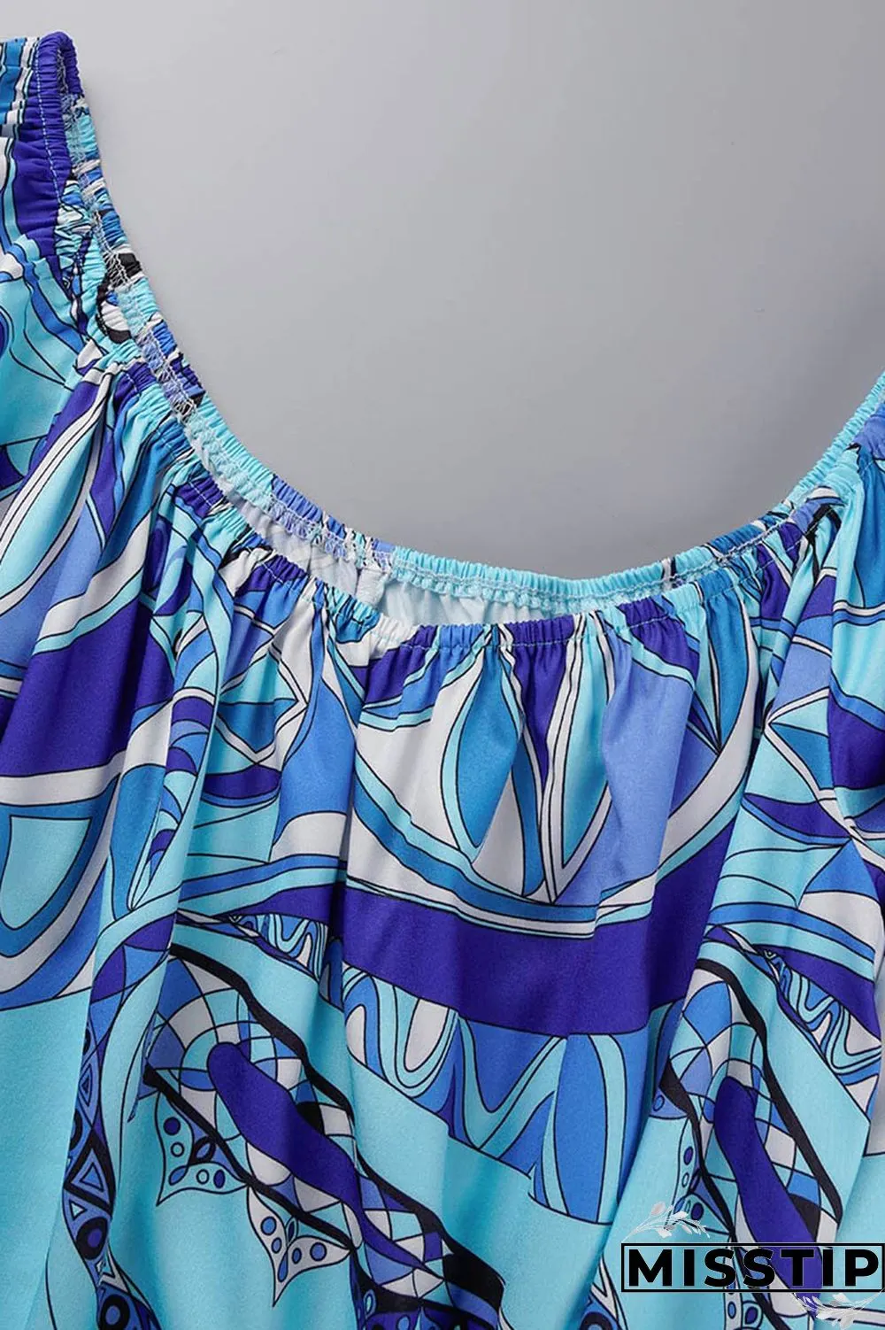 Green Yellow Casual Print Patchwork Off the Shoulder Long Sleeve Two Pieces