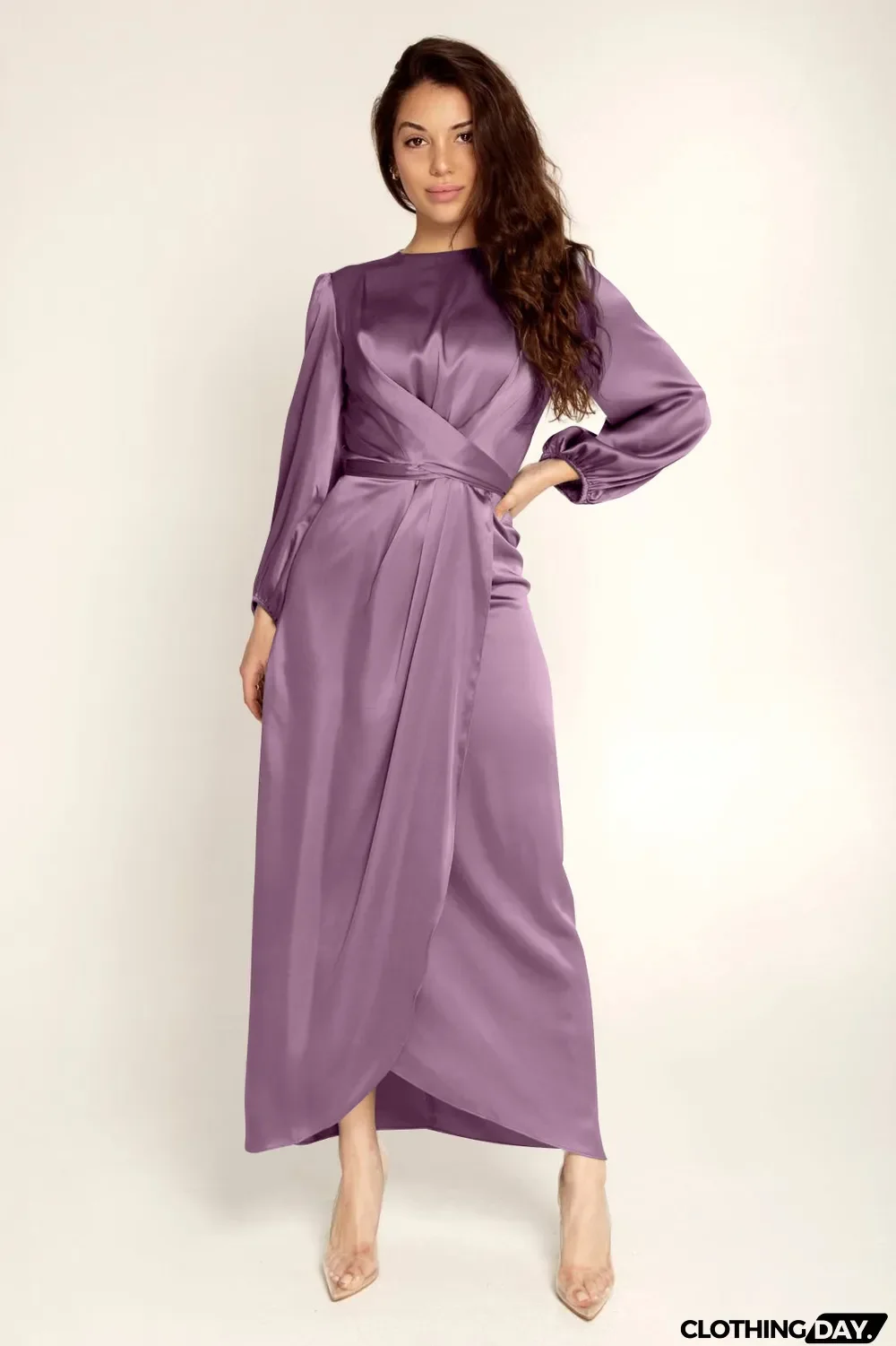 Feminine tunic dress,satin maxi dress in Dubai
