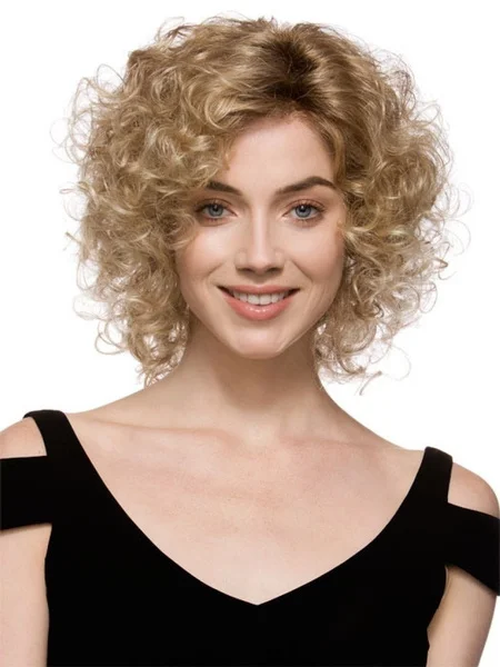 3 Color Optional Beautiful Hair Fluffy Wigs Afro Curly Hairstyle Wig For Women Short Curly Wig