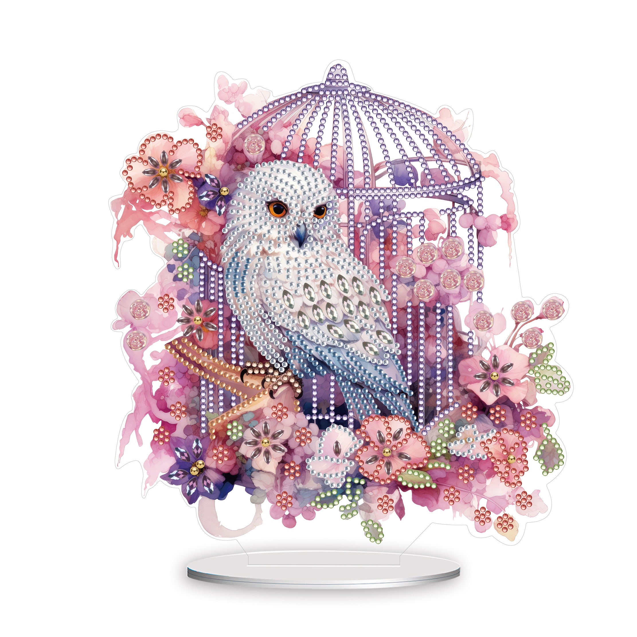 5D DIY Special Shape Diamond Painting Desk Ornament Flower Cage Owl Decor Kit