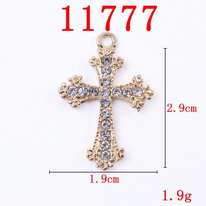 10 PCS/Package 13*26mm 21*26mm 31*37mm Alloy Crystal Pearl Cross Jewelry Accessories Pendant