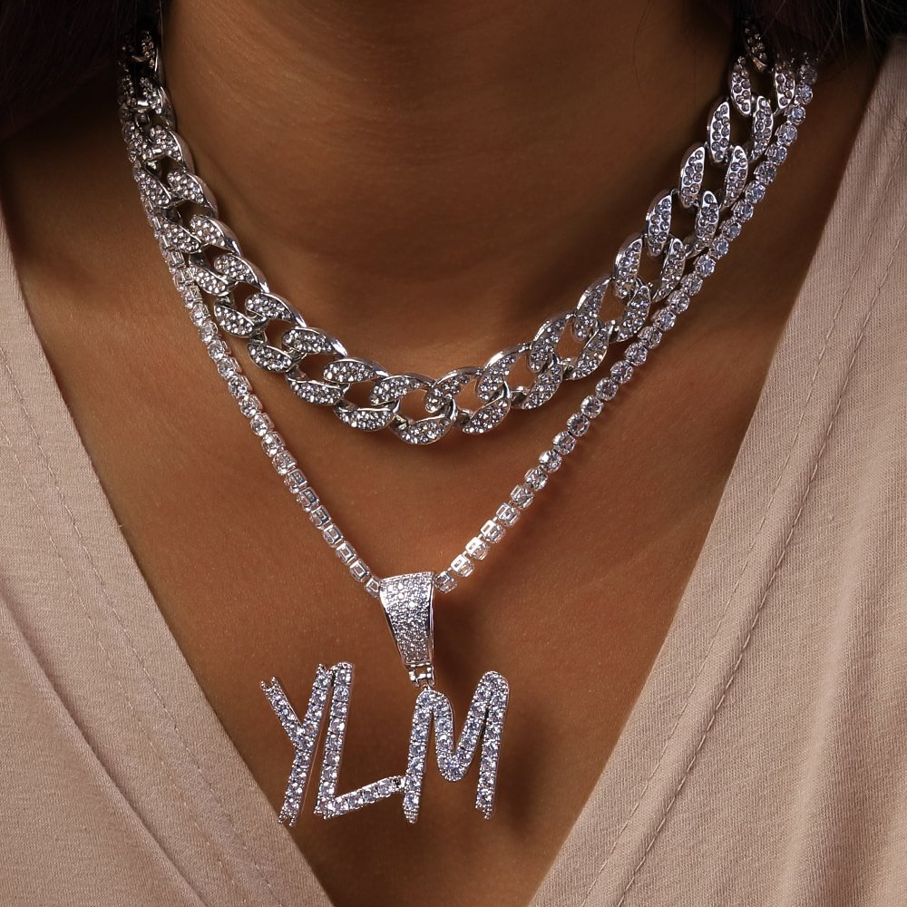 A-Z Custom Name Cursive Charm Letter Necklaces & Pendant-VESSFUL