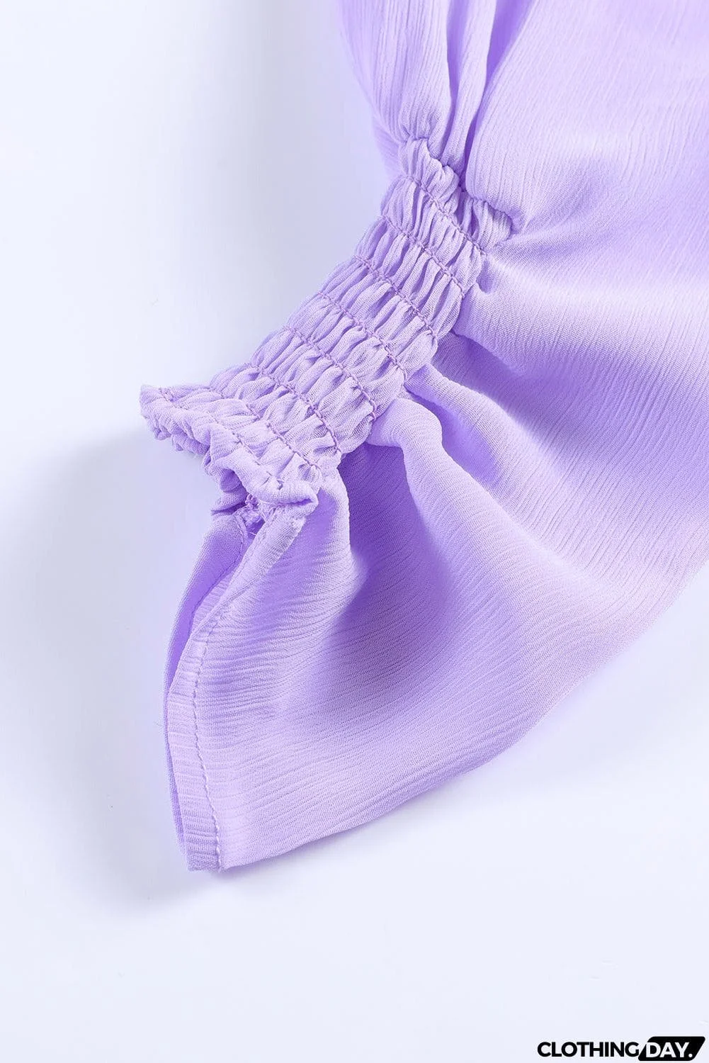 Crinkle Square Neck Puff Sleeve Top