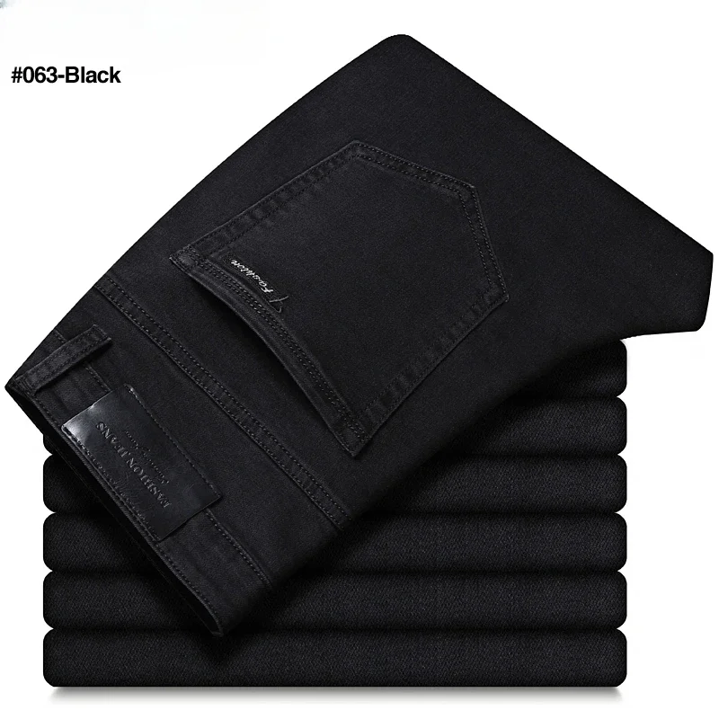 Pemral 2025 New Men's Stretch Regular Fit Jeans Business Casual Classic Style Fashion Denim Trousers Male Black Blue Gray Pants