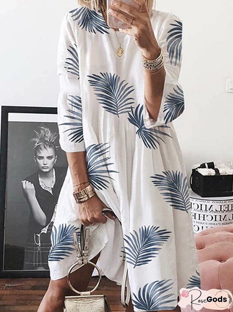 Boho A-Line Round Neck Half Sleeve Women Dress