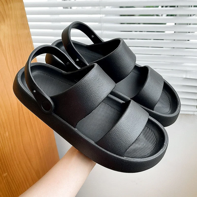 Summer Women Flip Flops Slippers Solid Thick EVA Platform Non-Slip Heel Sandals Home Outdoor Beach Couples Men's Ladies Shoes