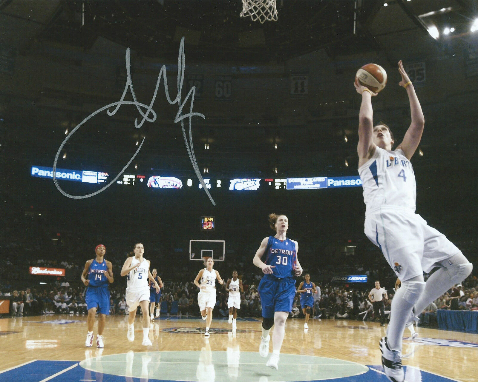 **GFA New York Liberty *JANEL MCCARVILLE* Signed 8x10 Photo Poster painting J1 COA**