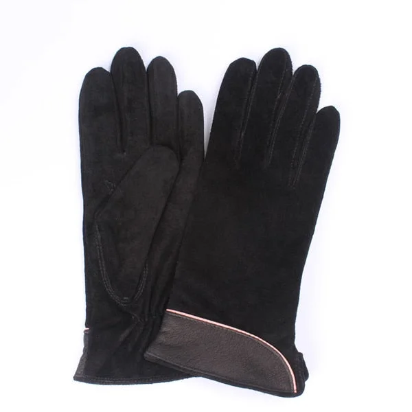 Brand New Fashion Women Genuine Suede Leather Fleece Gloves Winter Women Leather Gloves Female Lady Driving Leather Gloves