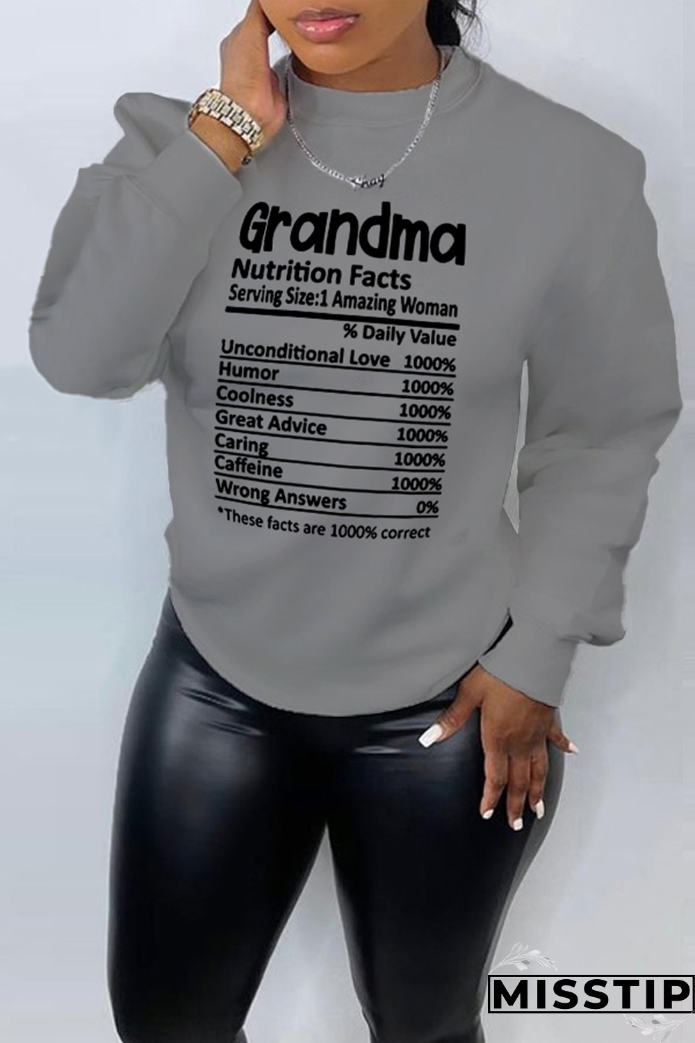 Blue Street Basis Print Patchwork Letter O Neck Tops