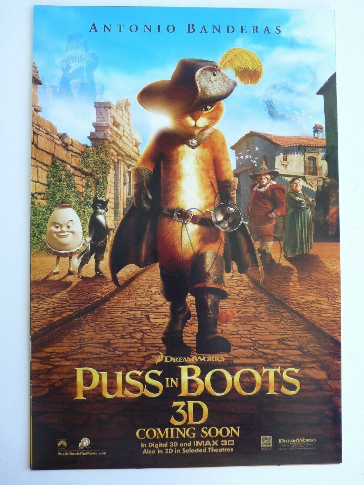 Antonio Banderas Signed Autographed Puss Boots 12x18 Movie Photo Poster painting BAS Certified