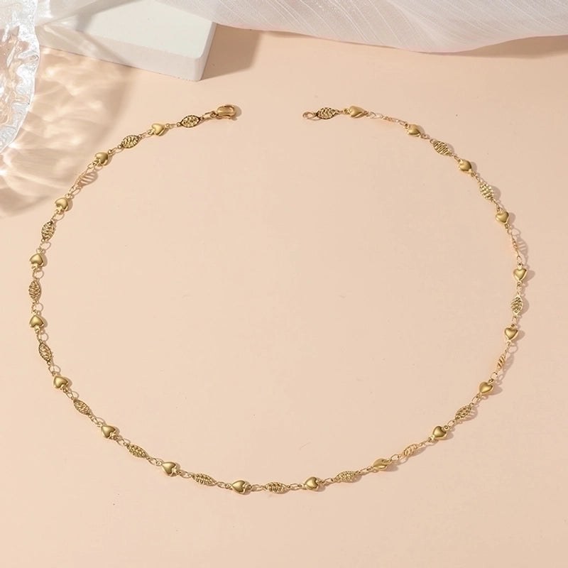 Casual Modern Style Heart Shape Titanium Steel 18K Gold Plated Polishing Plating Necklace