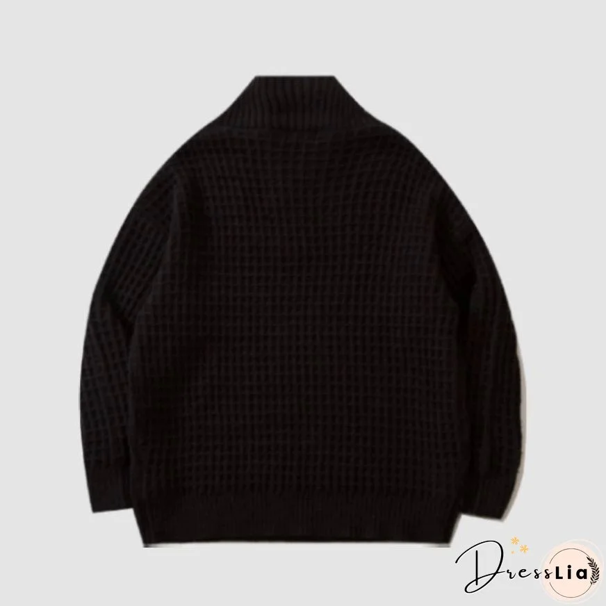 Label Textured Turtleneck Sweater