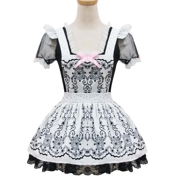 Lolita Retro Floral Lace Princess Maid Dress Cosplay Costume  SP153687