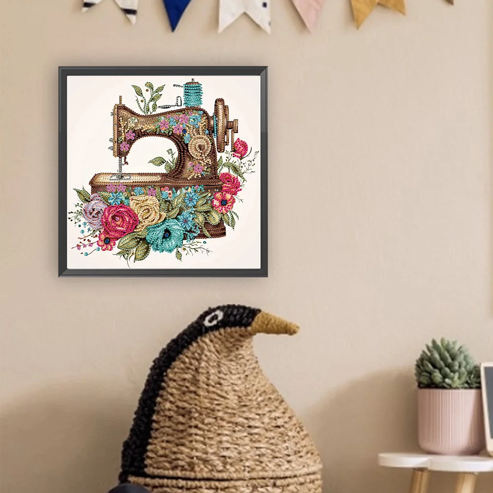 Diamond Painting - Partial Special Shaped Drill - Sewing Machine(Canvas|30*30cm)