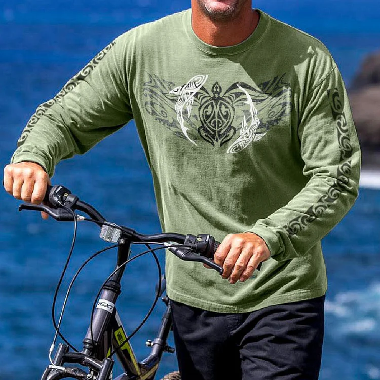 HONU Mano Legend Crew Neck Long Sleeve T-Shirt 1ebb