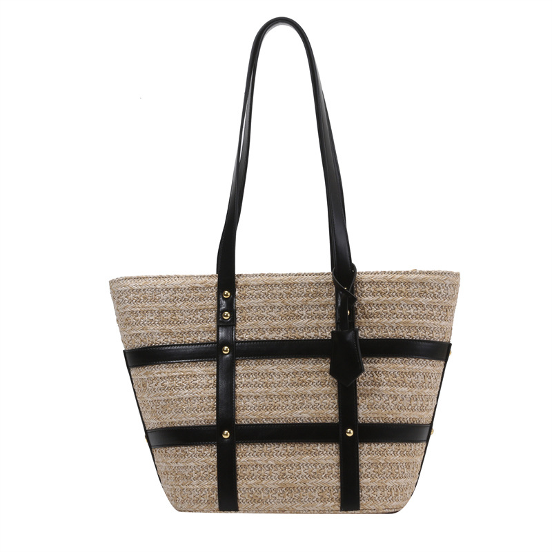 Mature Women's Large Capacity Fashion Shoulder Woven Bag