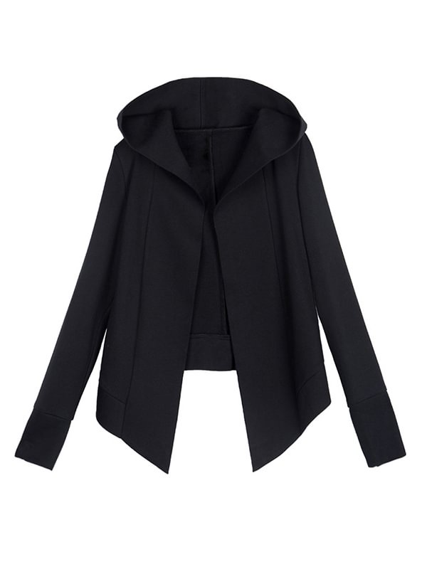 Original Solid Irregularity Elasticity Hooded Outwear