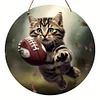 Cat With Rugby - Round Wooden Signs(12*12Inch)