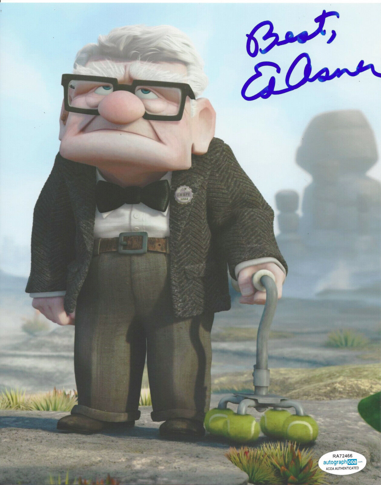 ED ASNER HAND SIGNED AUTHENTIC 'UP' CARL 8X10 Photo Poster painting PIXAR ACTOR PROOF ACOA