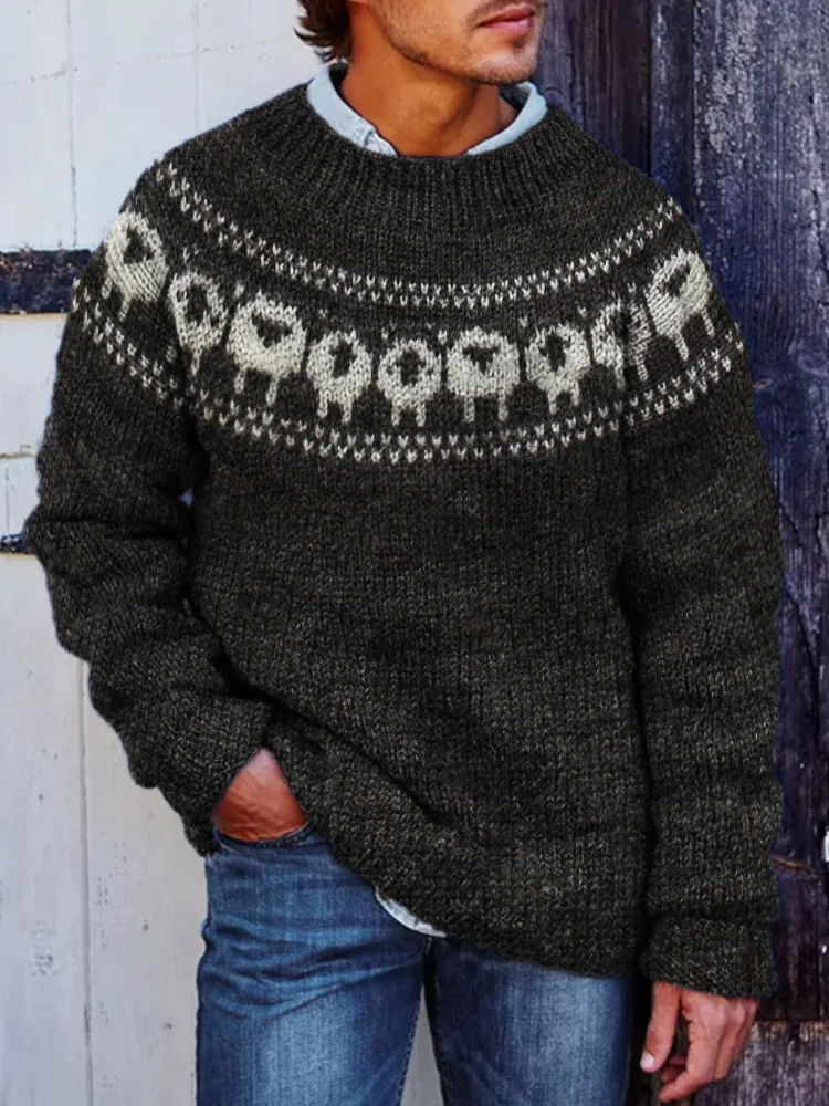 Men's Vintage Sheep Yoke Cozy Knit Isle Sweater