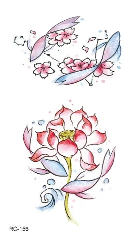 52 Kinds Watercolor Flora Lavender Waterproof Fake Tattoos Temporary Women Arm Chest Ankle Stickers Floral Body Art Tatto Flower
