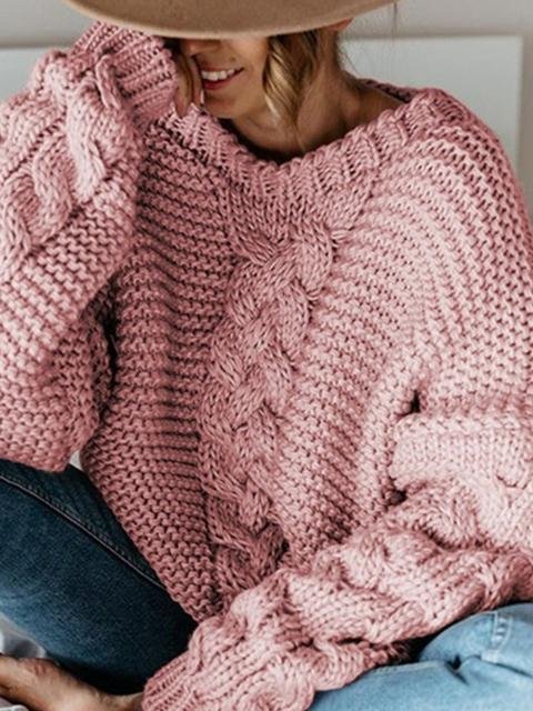 Knitted Twist Sweater Solid Color Top - Shop Trendy Women's Clothing | LoverChic