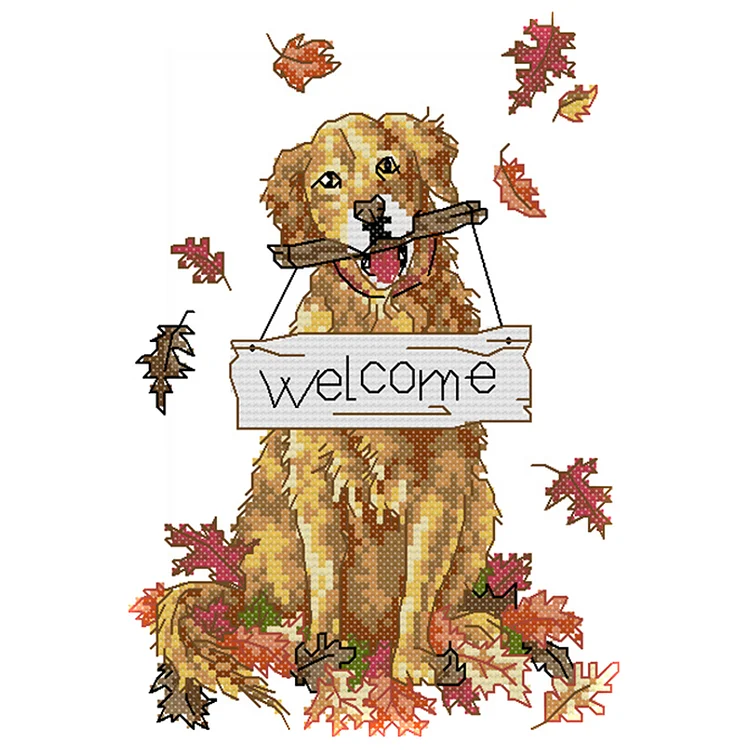 Joy Sunday Welcome Dog 14CT Stamped Cross Stitch 18*26CM