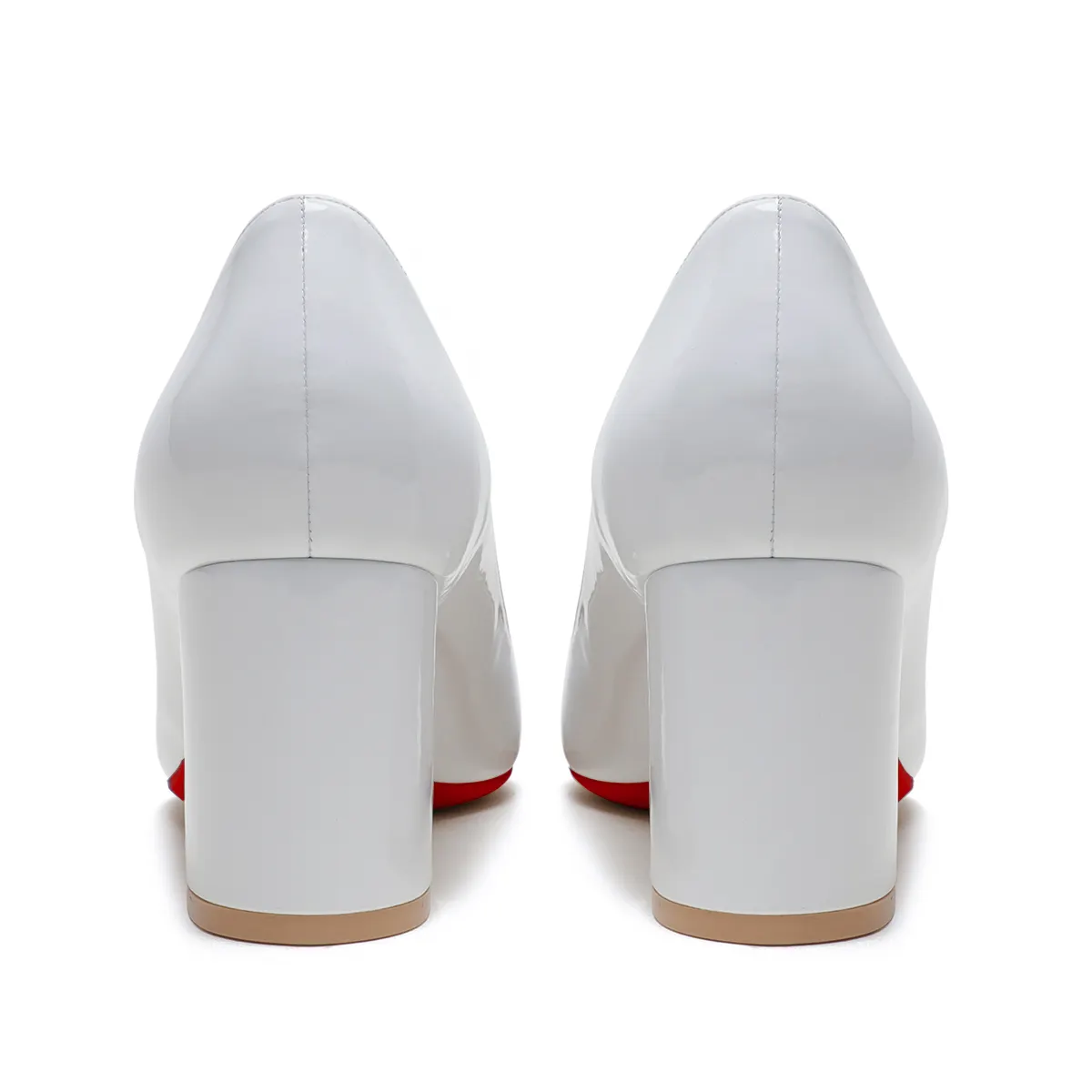 65mm Women Chunky Heels Middle Block Heel Red Bottoms Pumps-vocosishoes