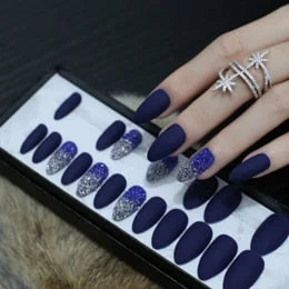 Glitter Stiletto red Ombre glitter fake nails blue full set Gradeint Black false nails matte Nude  purple Bright Handmade nails-Nail Inspo