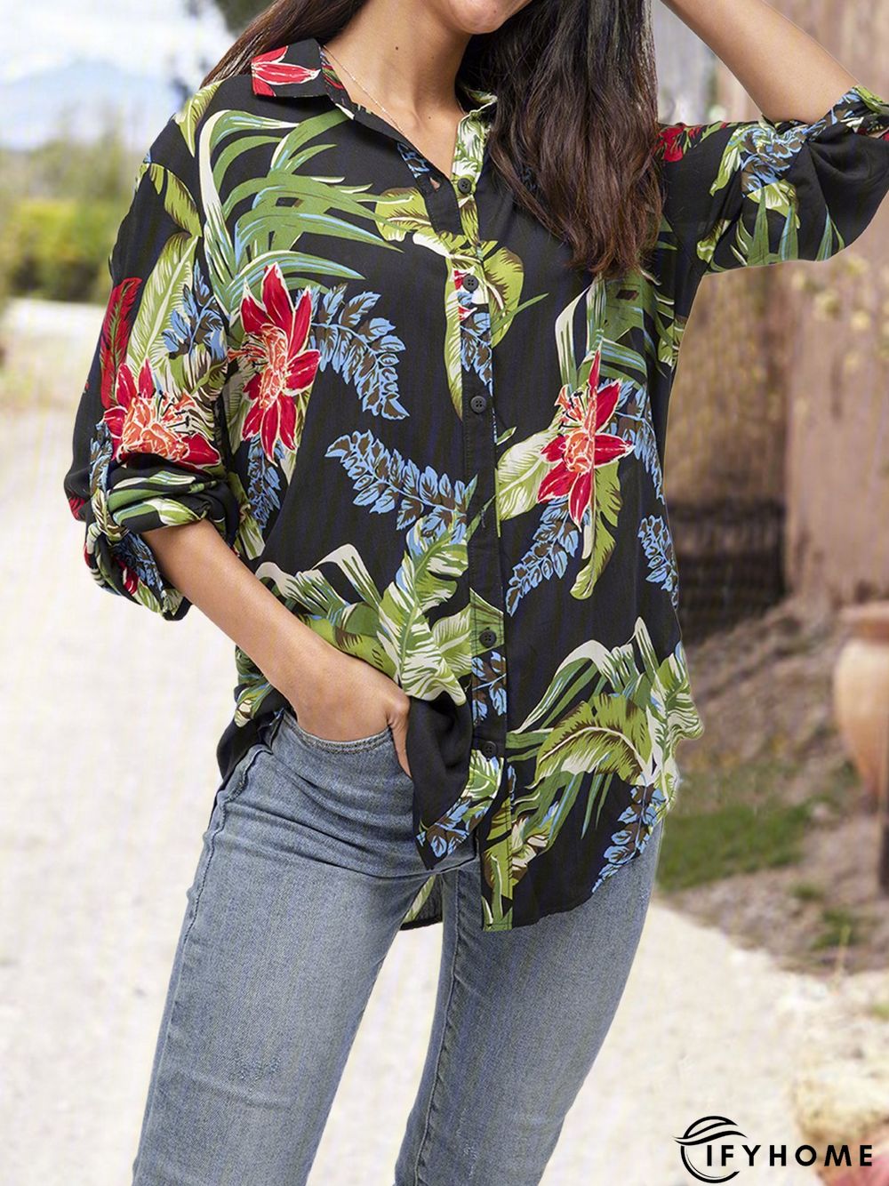 Black Cotton Boho Tops Tunics | IFYHOME